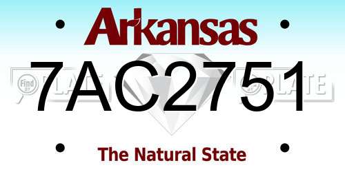 7AC2751 Arkansas License Plate