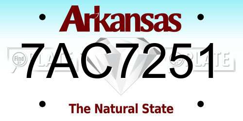 7AC7251 Arkansas License Plate