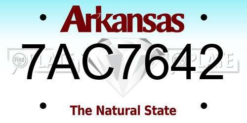 7AC7642 Arkansas License Plate