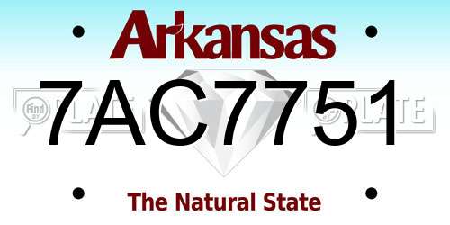 7AC7751 Arkansas License Plate