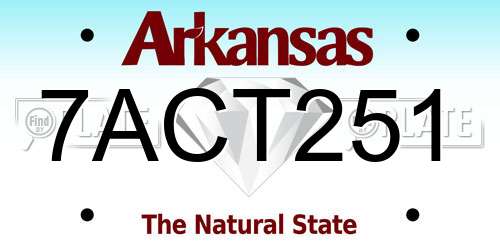 7ACT251 Arkansas License Plate