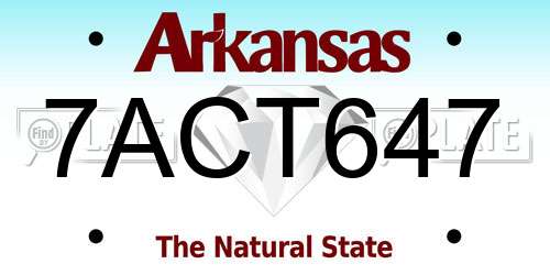 7ACT647 Arkansas License Plate