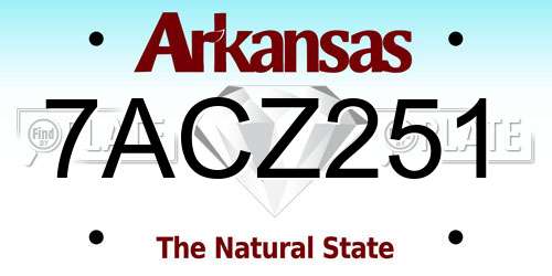 7ACZ251 Arkansas License Plate