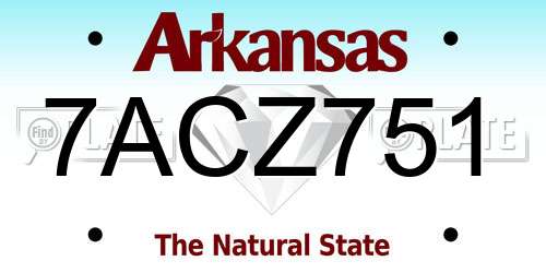 7ACZ751 Arkansas License Plate