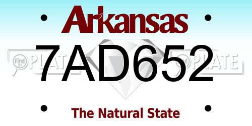 7AD652 Arkansas License Plate