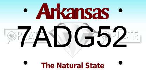 7ADG52 Arkansas License Plate
