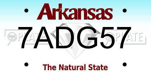 7ADG57 Arkansas License Plate