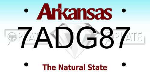 7ADG87 Arkansas License Plate
