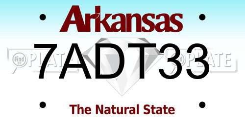 7ADT33 Arkansas License Plate