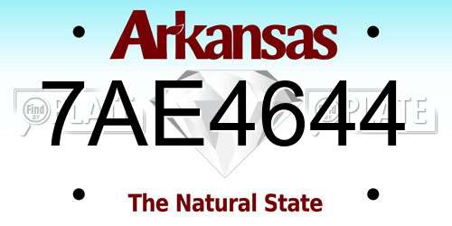 7AE4644 Arkansas License Plate