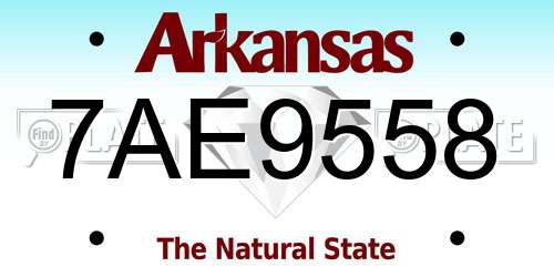 7AE9558 Arkansas License Plate