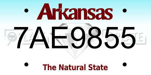 7AE9855 Arkansas License Plate