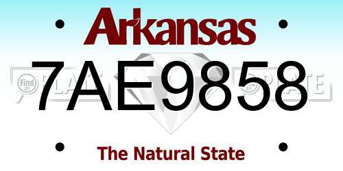 7AE9858 Arkansas License Plate