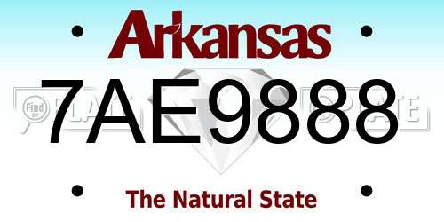 7AE9888 Arkansas License Plate
