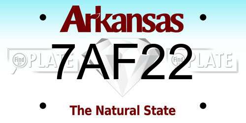 7AF22 Arkansas License Plate