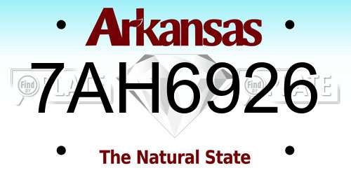 7AH6926 Arkansas License Plate