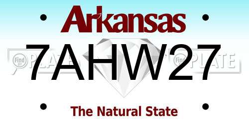 7AHW27 Arkansas License Plate