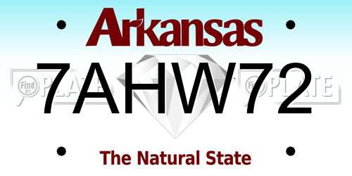 7AHW72 Arkansas License Plate