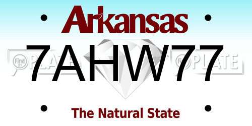 7AHW77 Arkansas License Plate