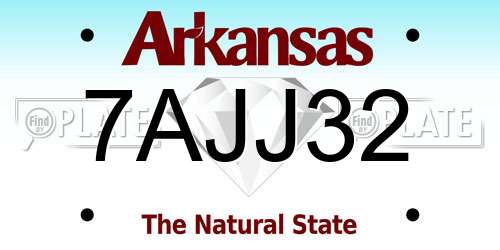 7AJJ32 Arkansas License Plate