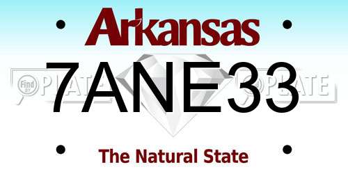 7ANE33 Arkansas License Plate