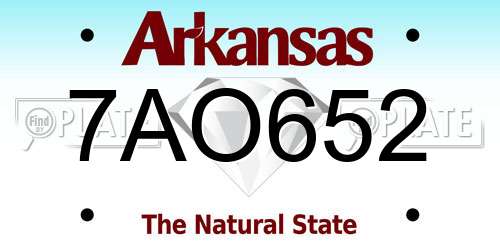 7AO652 Arkansas License Plate