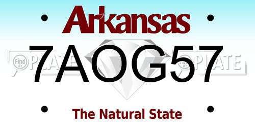 7AOG57 Arkansas License Plate