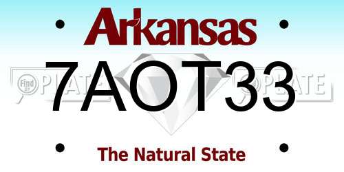 7AOT33 Arkansas License Plate