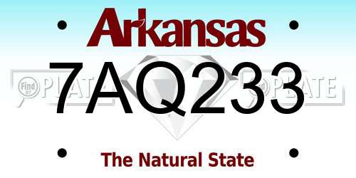7AQ233 Arkansas License Plate