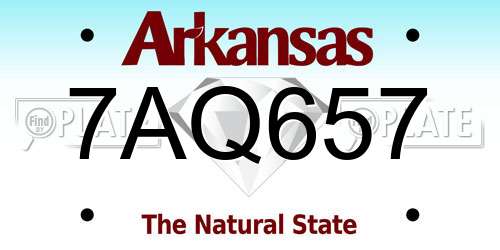 7AQ657 Arkansas License Plate