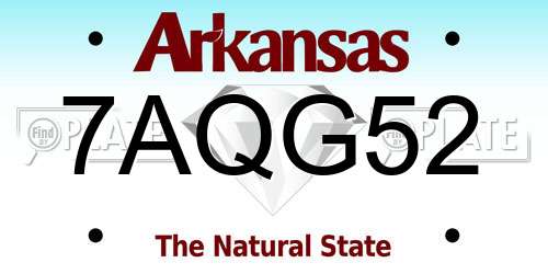 7AQG52 Arkansas License Plate