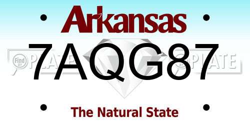 7AQG87 Arkansas License Plate