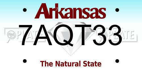 7AQT33 Arkansas License Plate