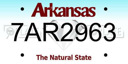 7AR2963 Arkansas License Plate