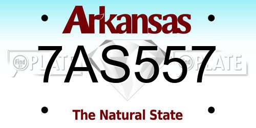 7AS557 Arkansas License Plate