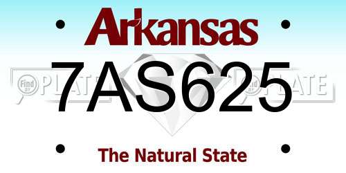 7AS625 Arkansas License Plate