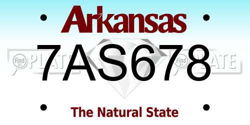 7AS678 Arkansas License Plate