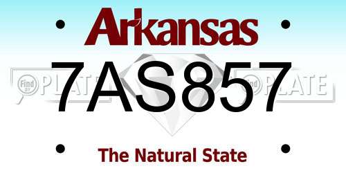 7AS857 Arkansas License Plate