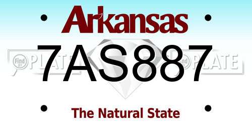 7AS887 Arkansas License Plate