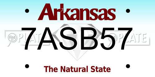 7ASB57 Arkansas License Plate