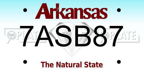 7ASB87 Arkansas License Plate