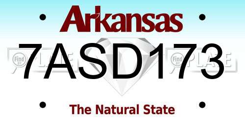 7ASD173 Arkansas License Plate