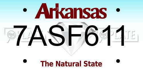 7ASF611 Arkansas License Plate