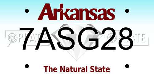 7ASG28 Arkansas License Plate