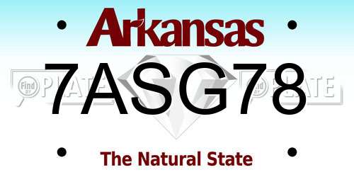 7ASG78 Arkansas License Plate