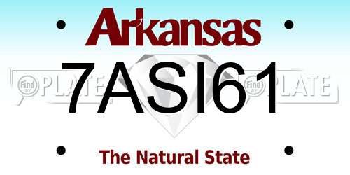 7ASI61 Arkansas License Plate