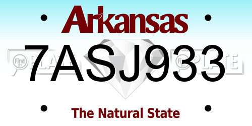 7ASJ933 Arkansas License Plate
