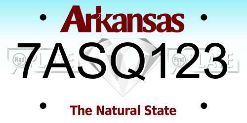 7ASQ123 Arkansas License Plate