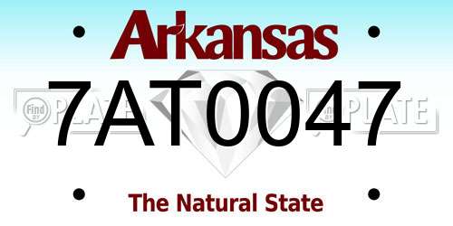 7AT0047 Arkansas License Plate