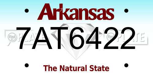 7AT6422 Arkansas License Plate